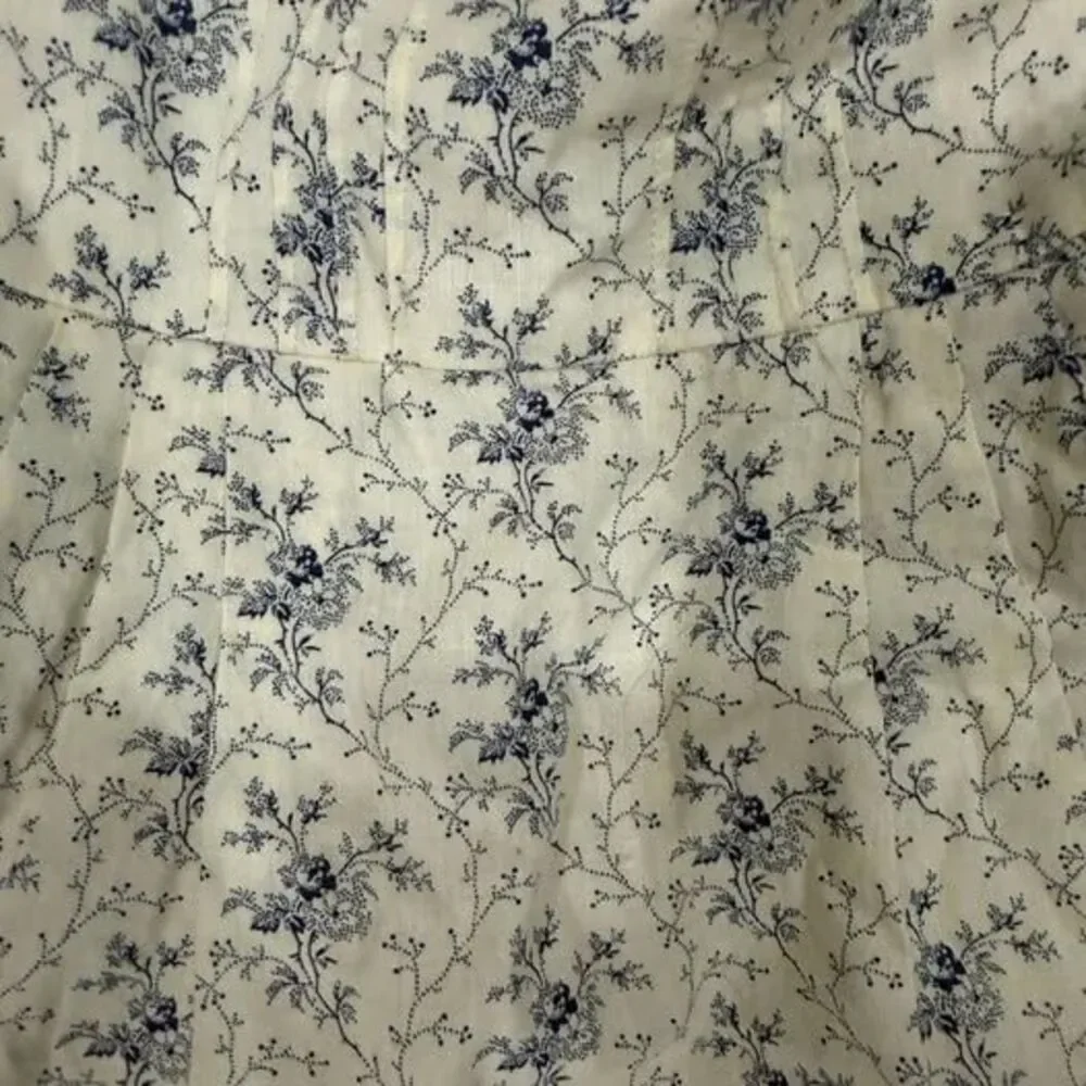 Vintage April Cornell Cream and Blue Floral Cotton Baby/Toddler Dress 6-12M